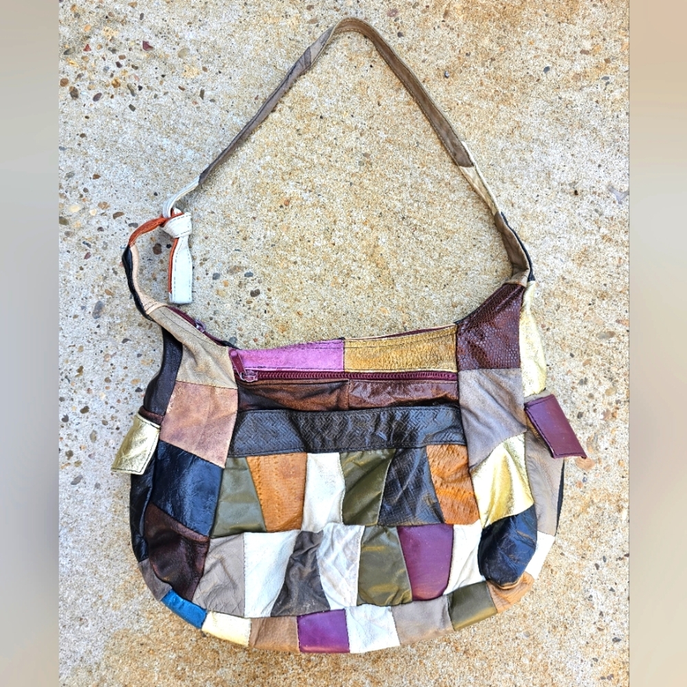 🚫SOLD🚫 Vintage 80s Patchwork Leather Shoulder Bag (Purchased In Mexico)